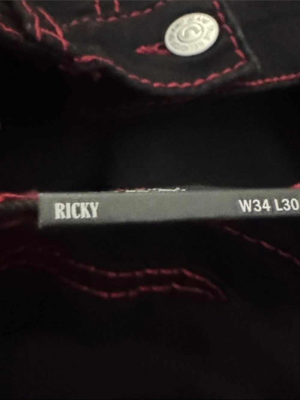 True Religion Black Jeans with Red Contrast Stitching